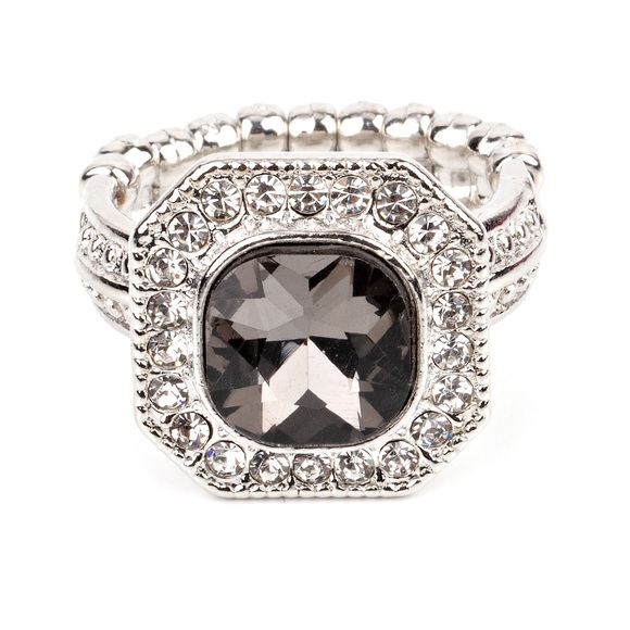 NWT Silver Gem Rings w/ diamonds around ring - Picture 2 of 2